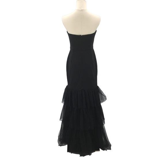 LULU'S SZ S Dramatic Fanatic Black Strapless Tulle Trumpet Maxi Dress NEW B42 - Picture 3 of 6